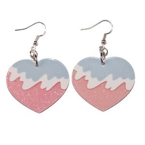 Heart Pastel‎ 90s Jazz Design Pink & Blue Hypoallergenic Earrings